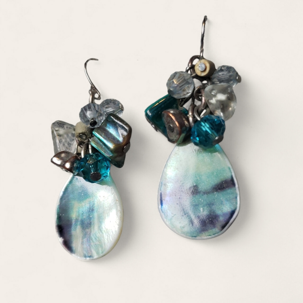 Elegant Teardrop Earrings with Blue and Silver Accents